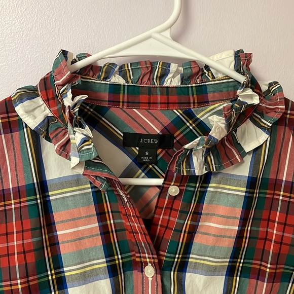 J crew plaid 100% cotton button up, Size S - Picture 2 of 7